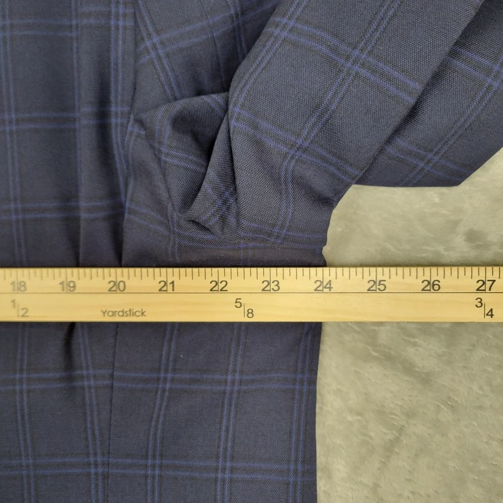 Lauren Ralph Lauren Men's 46R Navy Blue Plaid Geometric Liner 2-Button Blazer
